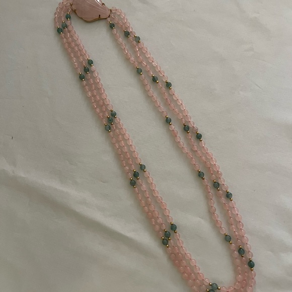 Pink and green jade necklace - Picture 6 of 9